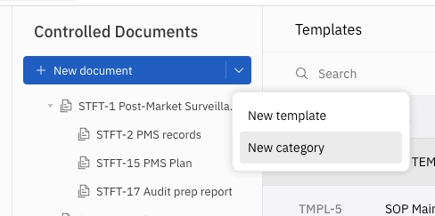 Create a new document category